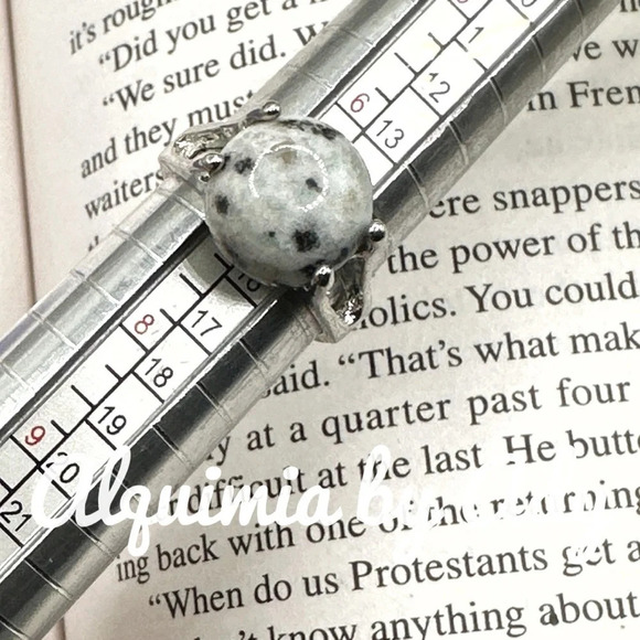 Sesame Jasper gem silver Victorian ring - Picture 3 of 5